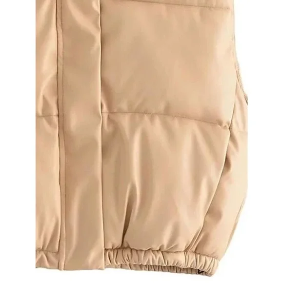 Vegan Leather Puffer Vest - Picture 3 of 11
